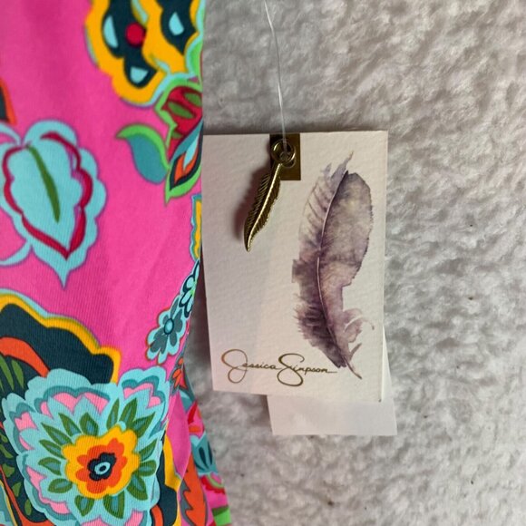 Jessica Simpson Women's Lip Gloss Rosies Bushes One-Piece Swimsuit Size M NWT - Picture 2 of 7